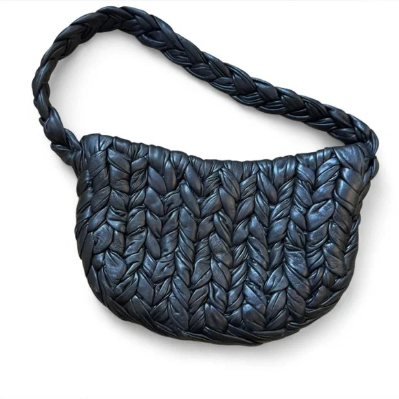 Massimo Dutti Black Woven Leather Bag - Picture 3 of 5